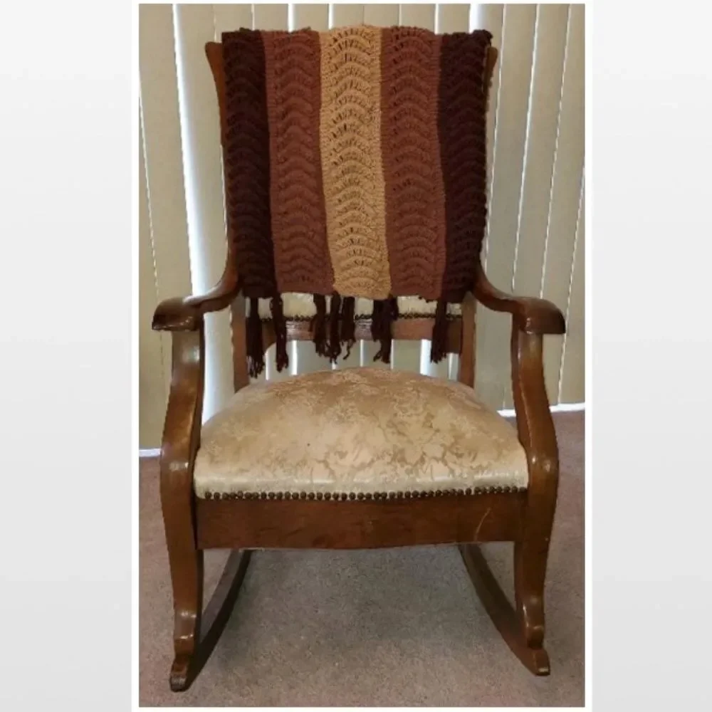 Vintage Hand Crochet Striped Home Blanket